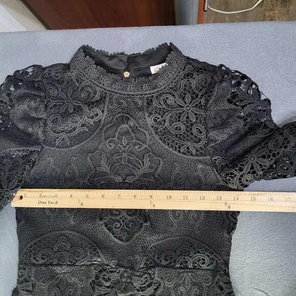 gb Girls Embroidered Lace Mini Dress Black Whimsigoth Grunge Halloween SZ 12 - Picture 7 of 11